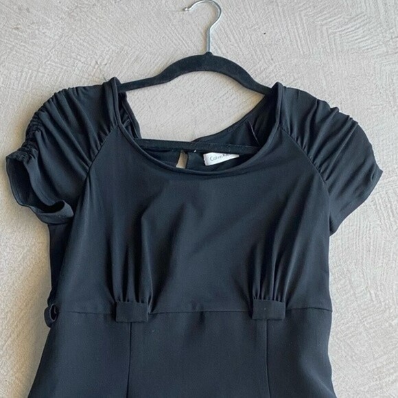 Calvin Klein Black Knee length high waist Sheath dress retro formal cocktail M - Picture 5 of 11